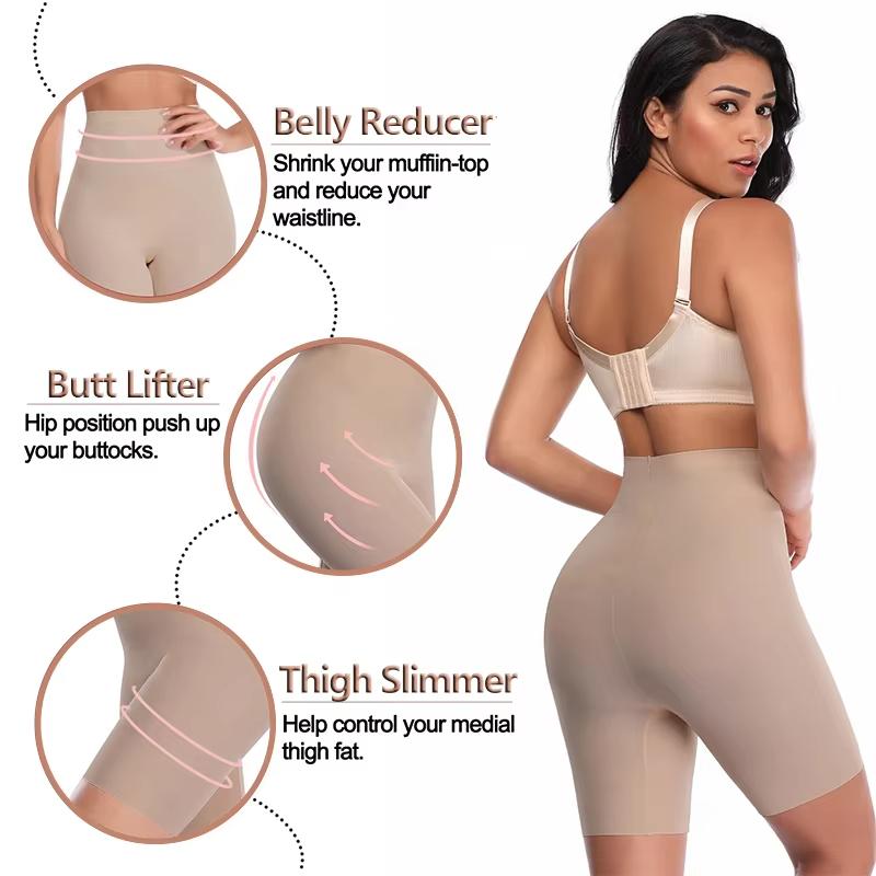 Pantaloni scurți anti-frecare pentru femei, talie înaltă, siguri, tip boyshort, invizibili sub rochie, lenjerie intimă fără cusături, chiloți cool, netezi, cu control, 2 buc