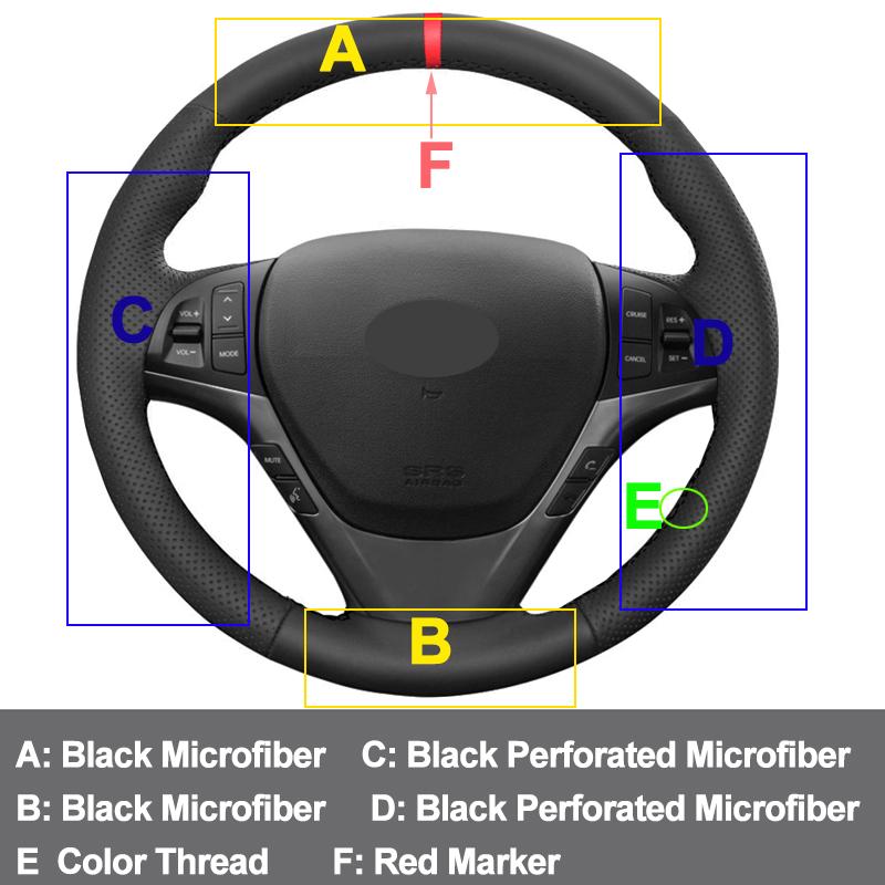 Hand Sewing Car Steering Wheel Cover Wrap For Hyundai Genesis Coupe 2010 2011 2012 2013 2014 2015 2016 Volant Funda Volante