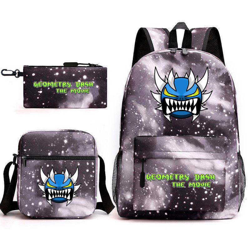 Geometry sprint game backpack geometry dash heat transfer backpack elementary school bag leisure bag