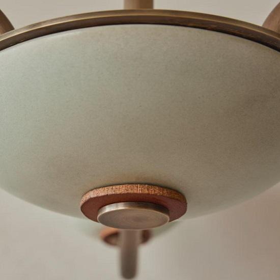 1950s Mid-Century Modern Brass Chandelier | Mid Century Wooden Ball 3 Arms Italian Modern Ceiling Pendant | Stilnovo Brass Ceiling Fixture