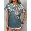 Women'S Vintage Floral Print Short Sleeve T-Shirt - Soft Breathable Fabric, Relaxed Fit Round Neck Casual Top