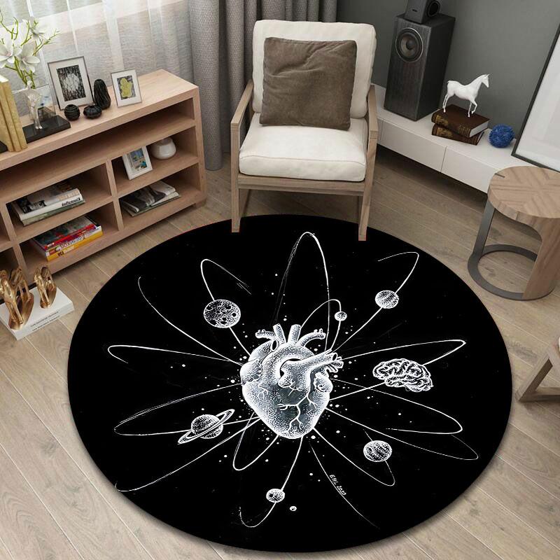 Glam Round Viking Multicolor Floor Rug, Non-Slip Floor Mat for Nursery