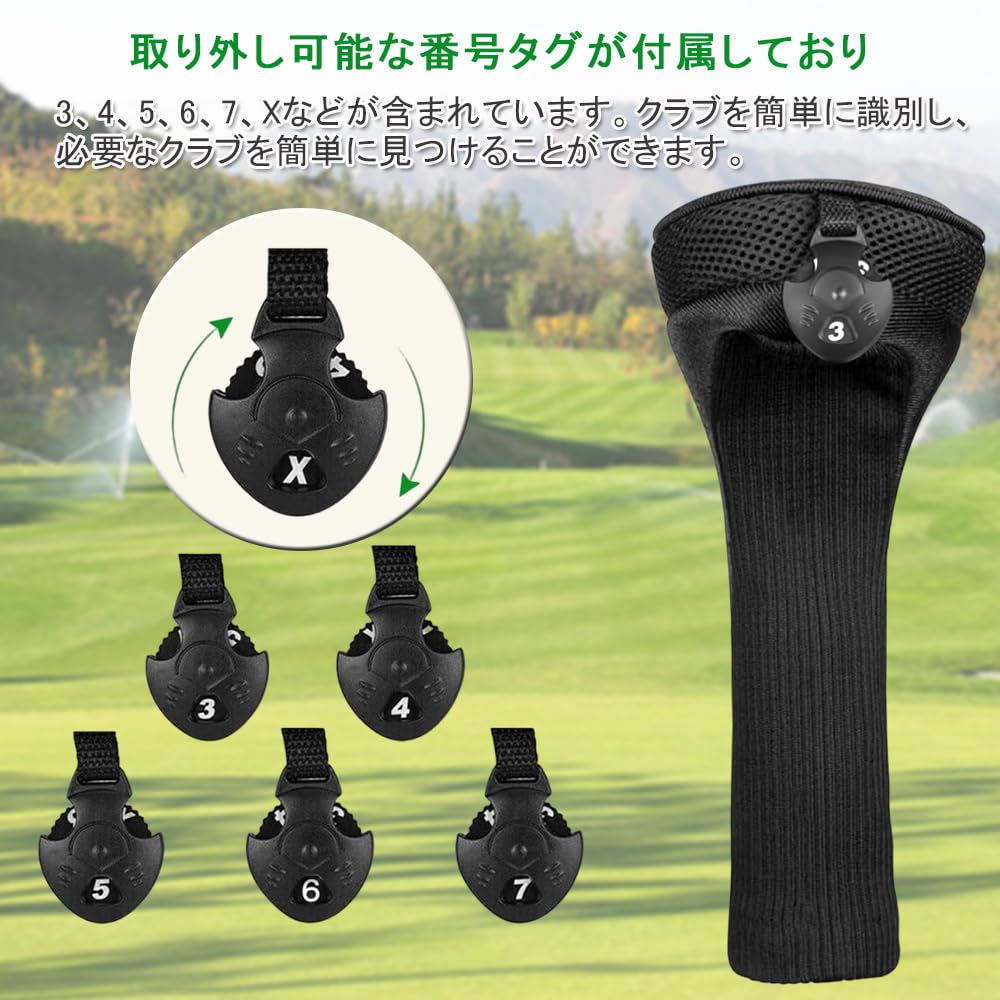 KALOLINNA Golf Head Cover Set of 3 Utility Stylish Fairway Wood Protective Case Golf Durable Replaceable Number Tag Included Black