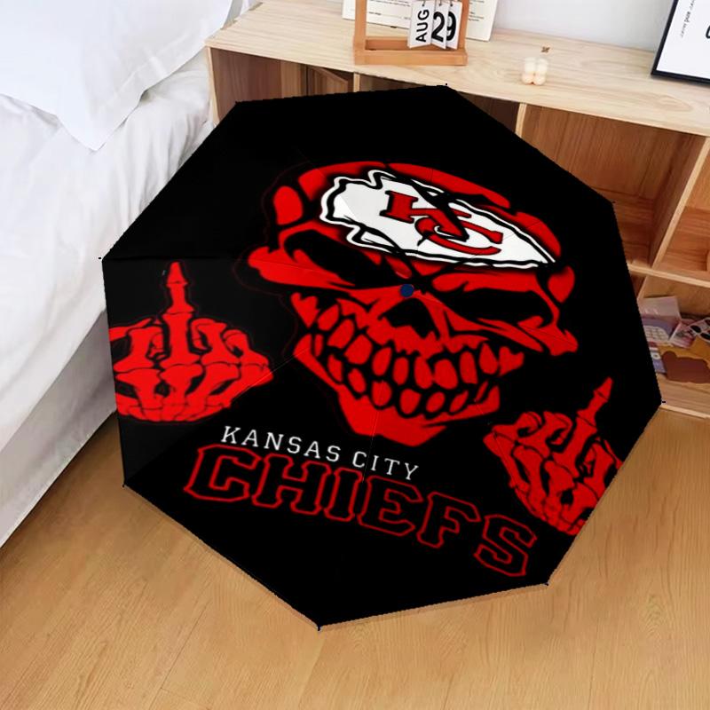 1PC City Chiefs Emblem Printed Umbrella Folding umbrella, automatic umbrella 8-Frame for Travel, camping Fan gifts Christmas Gifts