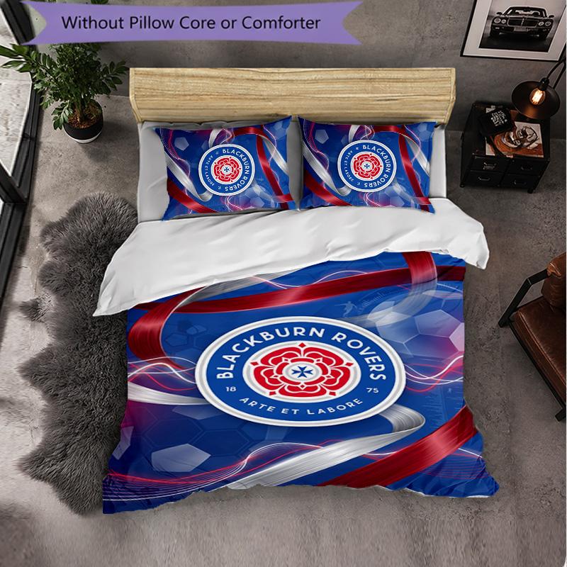 Set Biancheria da Letto Calcio Blackburn Rovers 3 Pezzi Morbido Copripiumino con Federe Set Decorazione Camera da Letto per la Casa