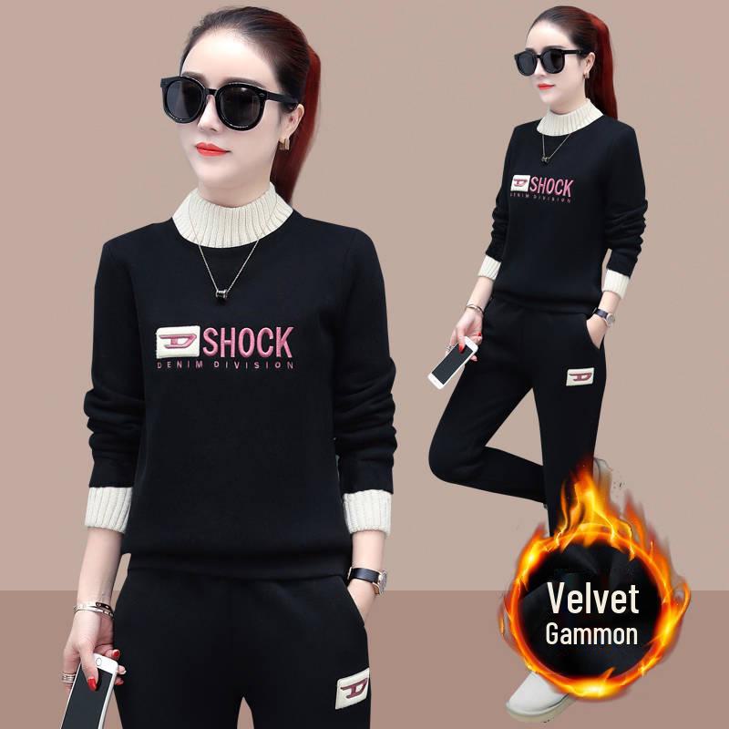 

Women s Trendy 2024 Winter Sweater & Slim Warm Pants Set – Plush, Thick, and Printed Two-Piece Suit Medium абрикосовий