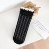 Polka Dot Socks for Women  Summer Black Fungus Fringed Pile Socks Thin Mesh Mid-calf Socks  Japanese-style Lace Socks