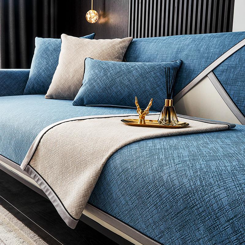 Sofakissen Modern Minimalistisch High-End Rutschfestes Sitzkissen Universell Leichter Luxus High-End Leder Sofabezug Stoffhandtuch