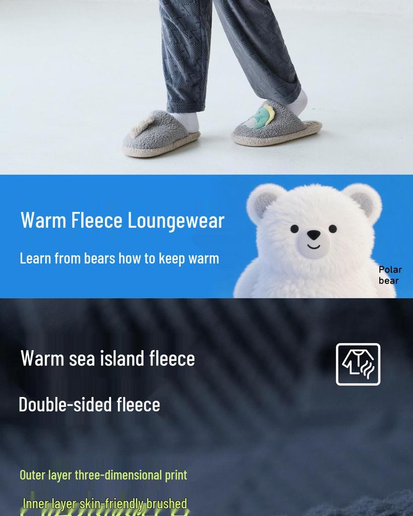 Lulu Niu Boys' Thickened Fleece Pajama Set for Autumn and Winter