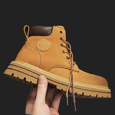 Stivali Invernali da Uomo Sottopiede Spesso in Pelle Scamosciata Scarpe Alte Casual in Pelle alla Moda Stivali da Neve Invernali da Uomo con Plateau