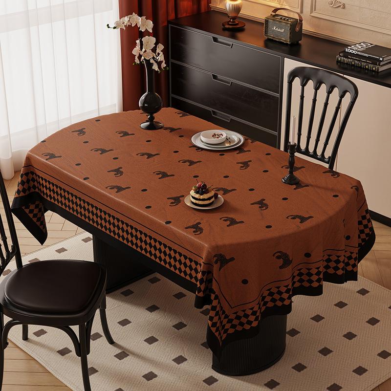 Red Tablecloth Oil-Proof And Waterproof Dining Table Cloth Household Living Room Non-Slip Wedding Coffee Table Cloth Table Anti-Scalding And Heat