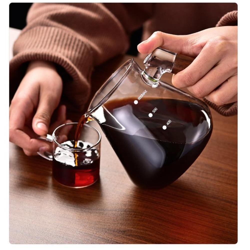 High temperature resistant glass coffee pot, hand punch sharing pot, glass utensils, household transparent filter cup with graduated fair cup