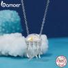 BAMOER 925 Sterling Silber Regenbogen Quallen Charme Meerjungfrau Schwanz Anhänger Traum Ozean Perlen Fit DIY Armband Halskette Schmuck Machen