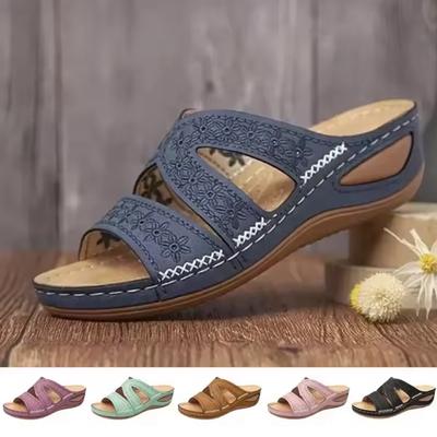 Sommer Frauen Keil Sandalen Premium Orthopädische Offene spitze Sandalen Vintage Anti-slip Leder Casual Weibliche Plattform Retro Schuhe