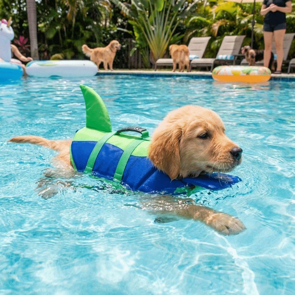 Shark Shape Dog Life Vest Superior Buoyancy Dog Swimming Suit Dog Life Preserver  Water Safety