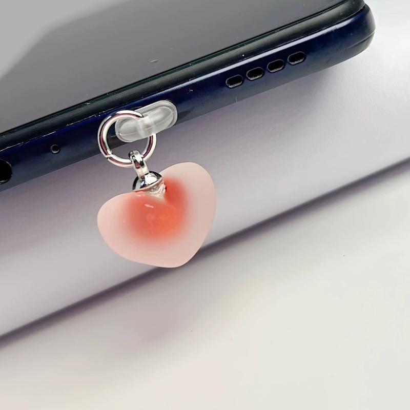 Candy Color Love Heart Shaped Phone Dust Plug Phone For Type-C Phone Accessories Heart Shaped Phone Dust Plug Pendant