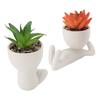 2pcs Artificial   Flower Pot Cute Innovative Human Shaped   Fake   Flower Pot for Home Desktop Decor