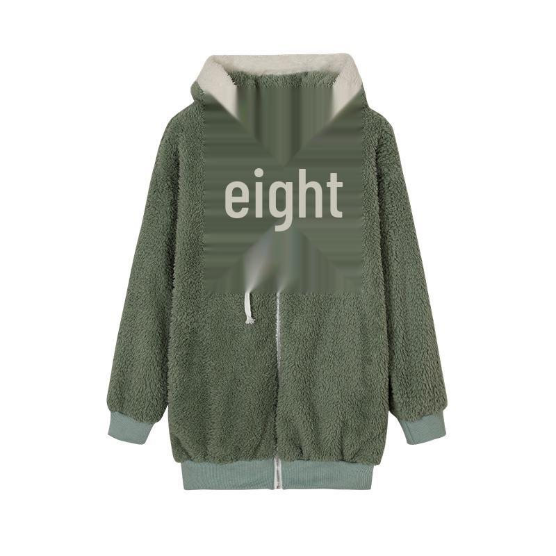 2022 Women's Autumn/Winter Loose Plush Zip-Up Hoodie