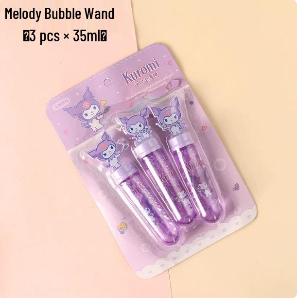 Официальный набор мыльных пузырей Sanrio Kuromi: 3 палочки и ручной мини-генератор мыльных пузырей
