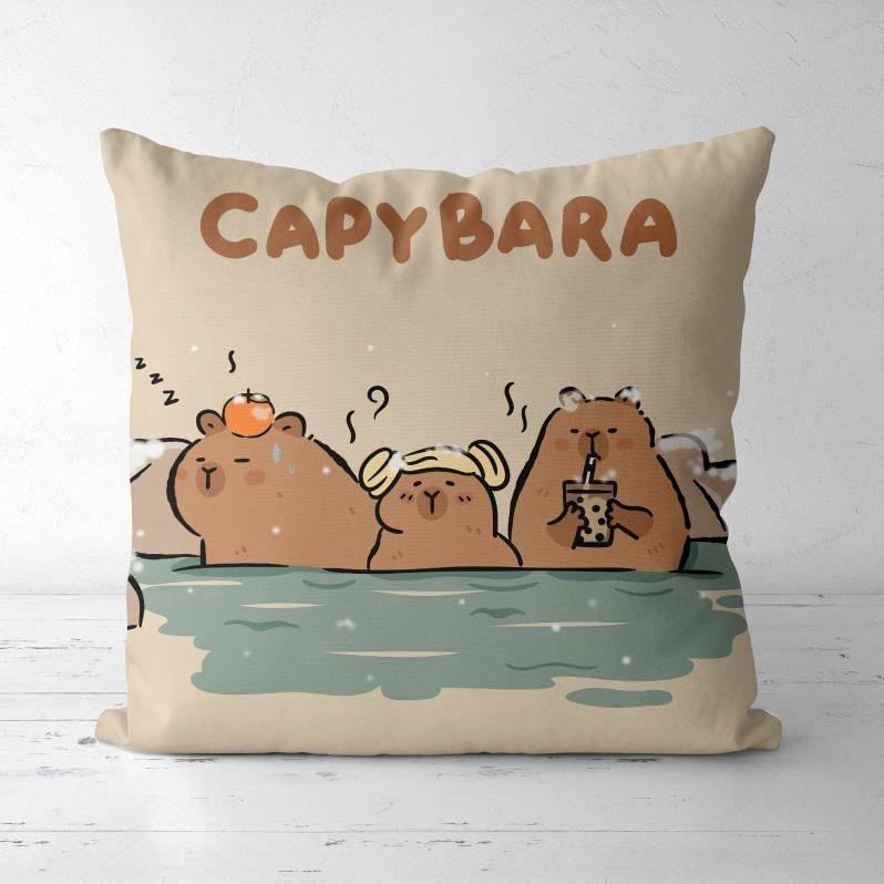 Cute Kapibara Capybara Cartoon Two-dimensional Pillowcase Children's Bedroom Sofa Cushion Cover Nap Pillow Cover