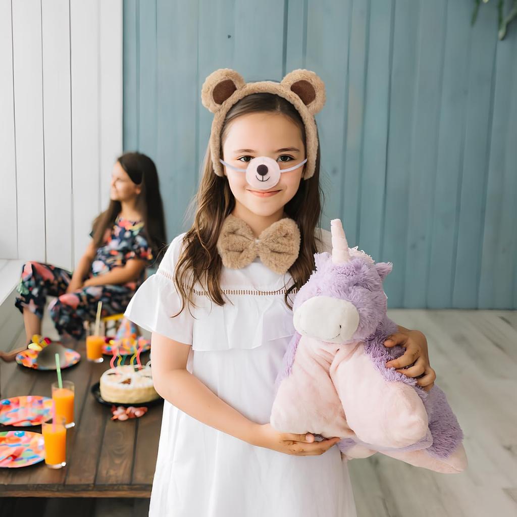 Alipis Bear Costume Set for Kids, Includes Plush Headband, Ears, Nose, Tail, and Bow Tie, Perfect for Halloween and Parties