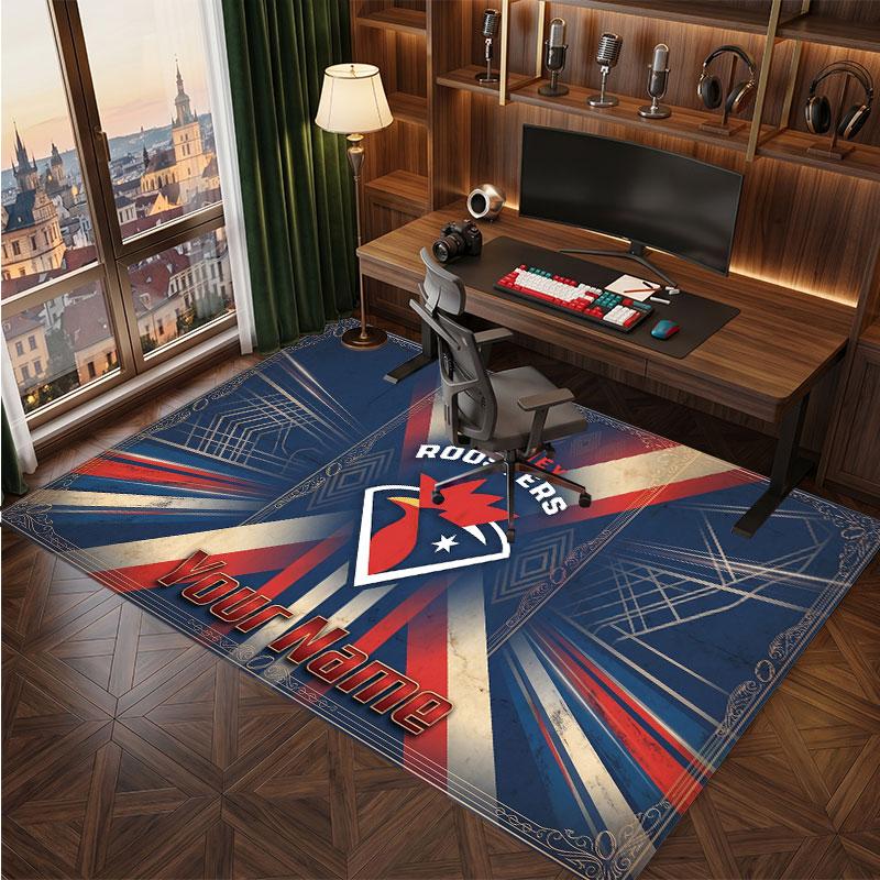 Sydney Roosters Personalized Crystal Velvet Carpet, Customized Name Text Soft Anti‑Slip Rug for Living Room Bedroom