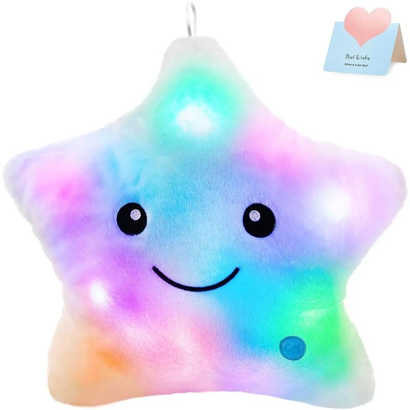 34CM Creative Toy Luminous Pillow Soft Stuffed Plush Glowing Colorful Stars Cushion Led Light Toys Gift For Kids Children Girls
