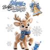 Reusable Static Clings 4Pcs Christmas Window Clings, Blue Santa Snowman Reindeer Penguin Cute Cartoon Stickers Stickers, Double Sided Xmas Holiday