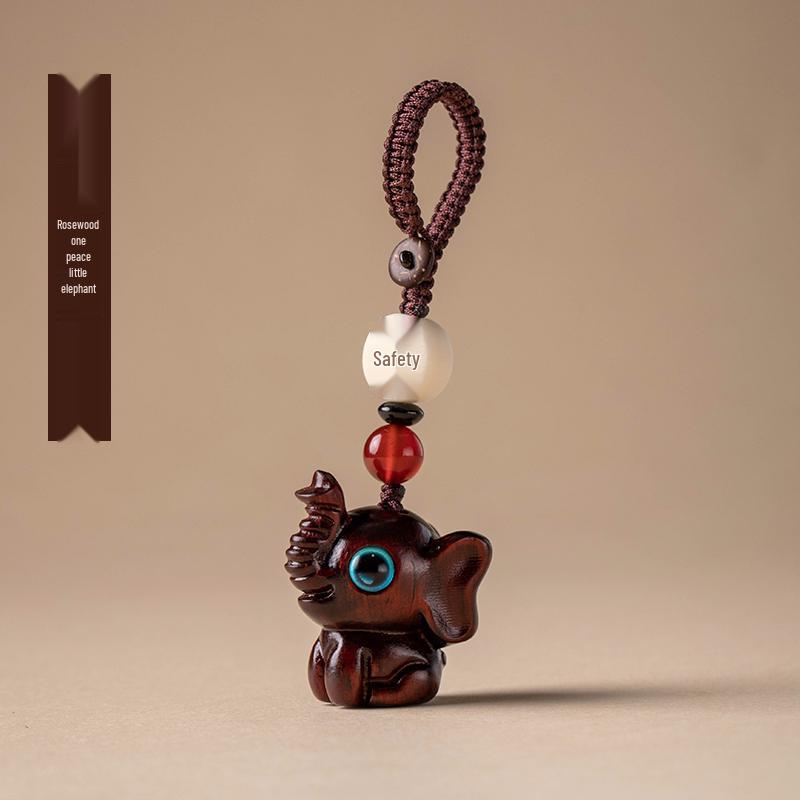Sandalwood Elephant Keychain Pendant for Men, Women & Couples – Safe, Creative Gift Key Ring