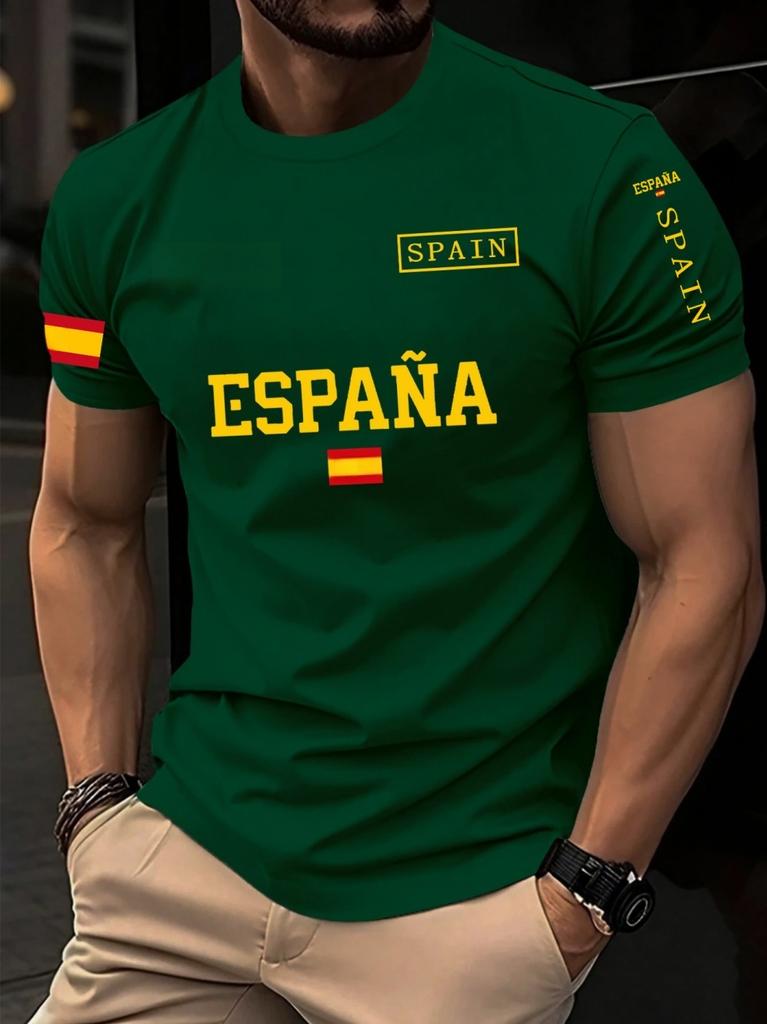 Spain 2026 Football Jersey for Men Classic God Spain Casual Short Sleeve Tops Casual O-Neck Sports Style T-Shirt Man Clothing