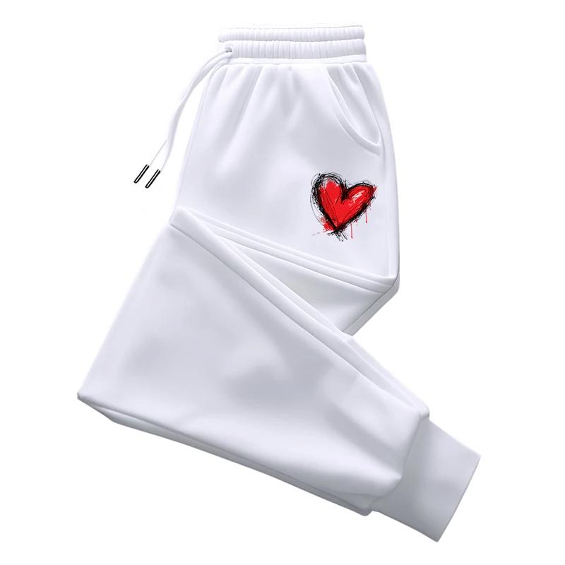 Women's Heart Print Sweatpants All Season Daily Casual Sport Jogger Pants Female Home Outdoor Comfort Breathable Loose