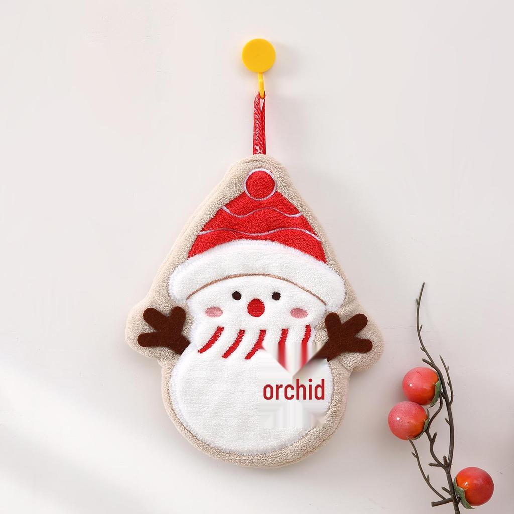 Christmas Cartoon Coral Fleece Hanging Hand Towel