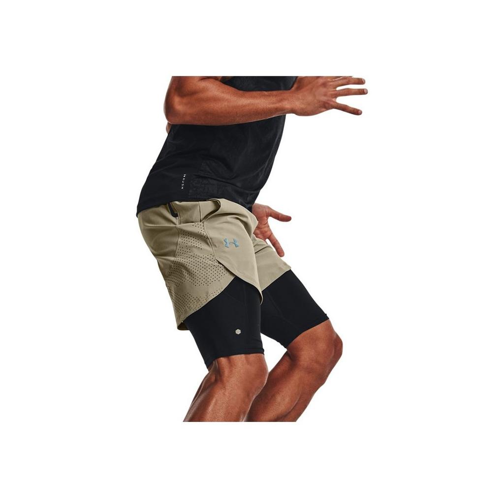 Under Armour SS22 Stretch Logo Lace-Up Breathable Training Shorts Men Bottoms Khaki 1351667-037