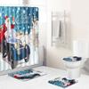 Christmas Home Door Mat Bathroom Toilet Shower Curtain Four-Piece Floor Mat Bedroom Absorbent Carpet