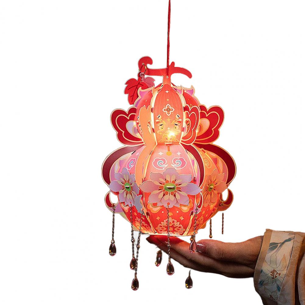 Handcrafted Calabash Lantern Handheld Chinese New Year DIY Luminous Flower Light for Mid-Autumn Festival Wedding Decor