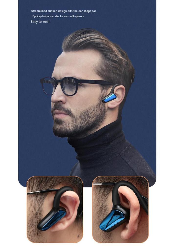 M-D8 Bluetooth Bone Conduction Earphones - Non-In-Ear, Head-Worn, True Stereo for Business and Sports.