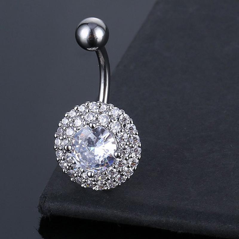 Bauchnabelringe Edelstahl Nabelpiercing Zirkonia Blume Nabelring