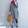 ShuMing Tunic Long Plus Short Solid Color Women's Loose-Fit Dress, Sleeves, Knee-Length, Flattering, Casual, Size, Fall/Winter, Dress, (8 Gray)