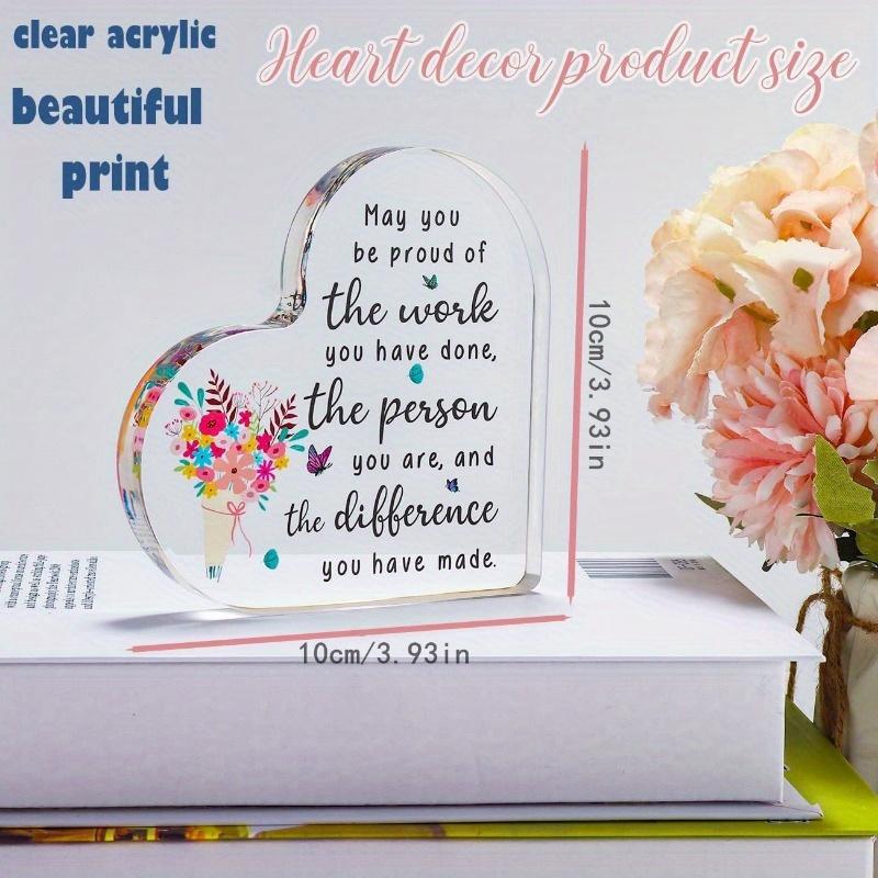 Heart Acrylic Retirement Gift. Farewell Desk Sign for Colleagues, Bosses & Friends.