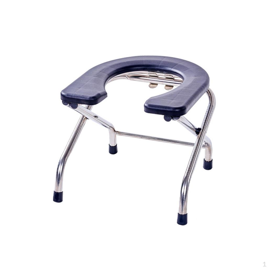 Elderly Squat Toilet Seat Stool Commodes Chair, Washable Frosted Board, Portable Folding