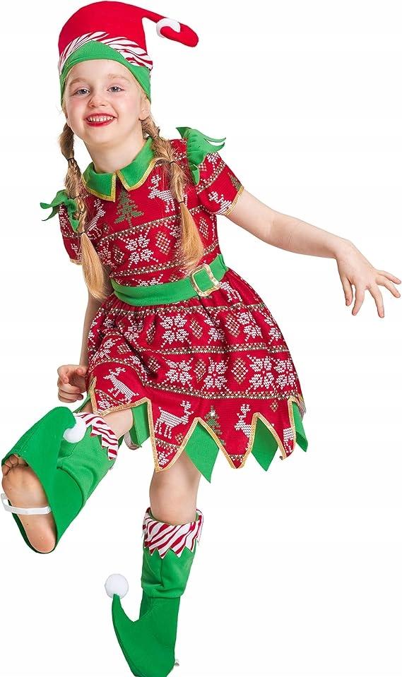 Santa Claus elf costume Christmas carnival disguise 7-8 years old ikali