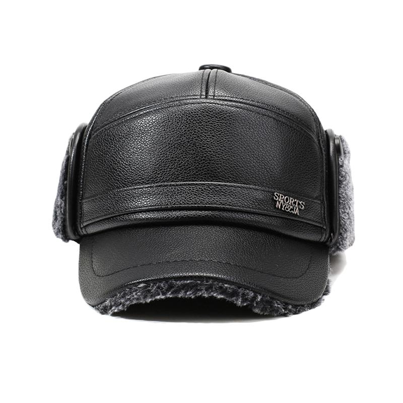 Winter Middle-Aged and Elderly Men's Hat Father Grandfather Warm Velvet Leather Hat Ear Protection Cap Outdoor Cap