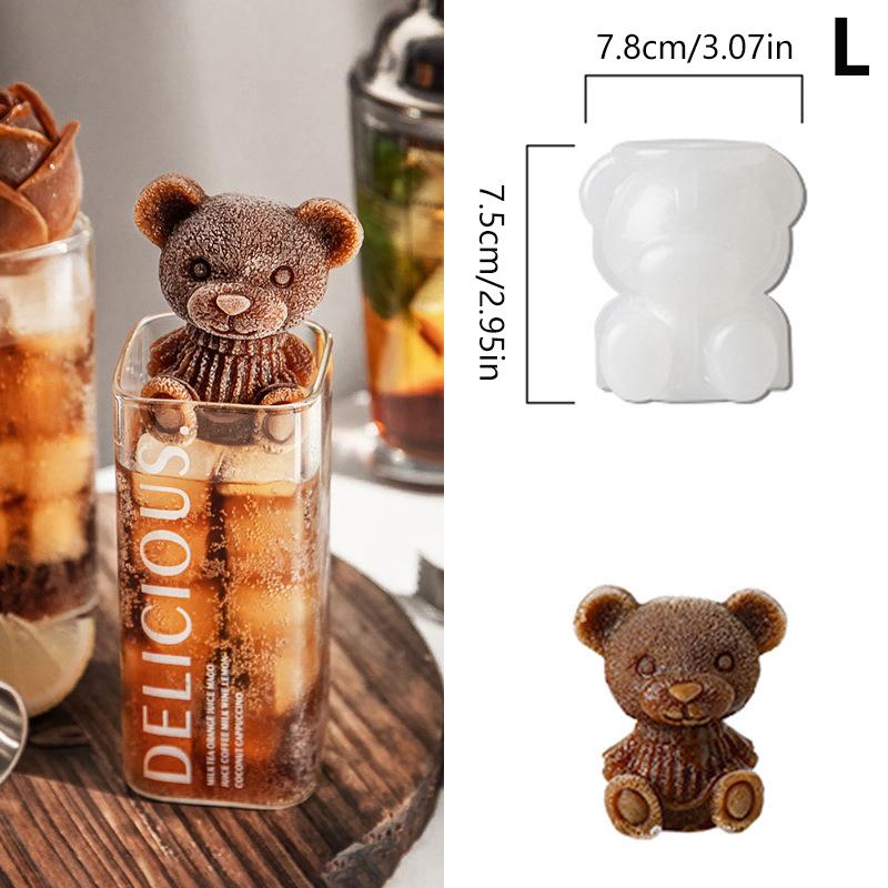 1PC Cute 3D Ice Cube Maker Little Bear Shape Chocolate Cake Mould DIY Whiskey Wine Cocktail Silicone Mold Ice Cube Tray Ice Mold