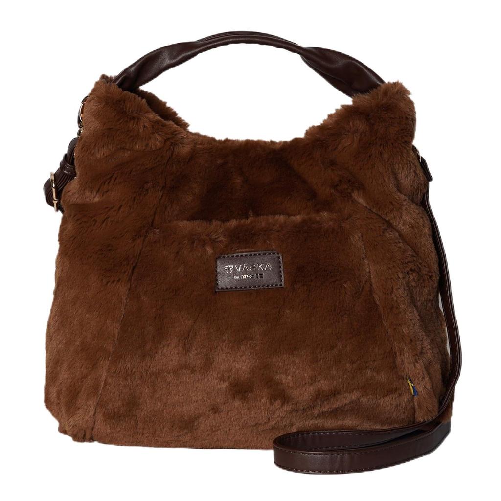 VASKA by Moz Women's 2-Way Tote BagShoulder Bag, Shoulder Bag, Crossbody Bag, or Handbag. Fluffy and Furry Design. Perfect for FallWinter. Moose