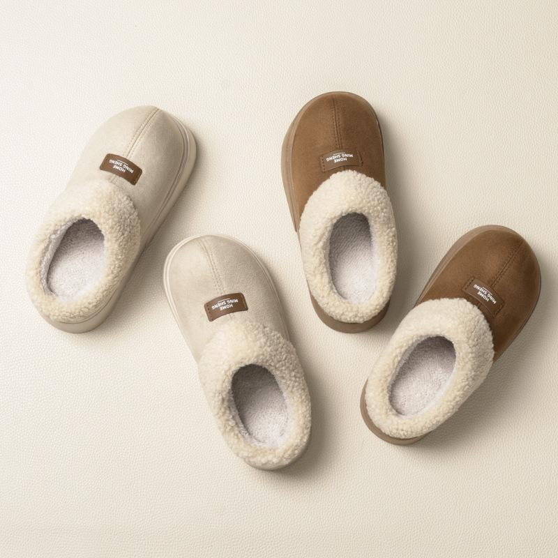 2025 New Suede Suede Cotton Slippers Autumn and Winter Indoor Home Thick-bottomed Plush Outer Cotton Slippers