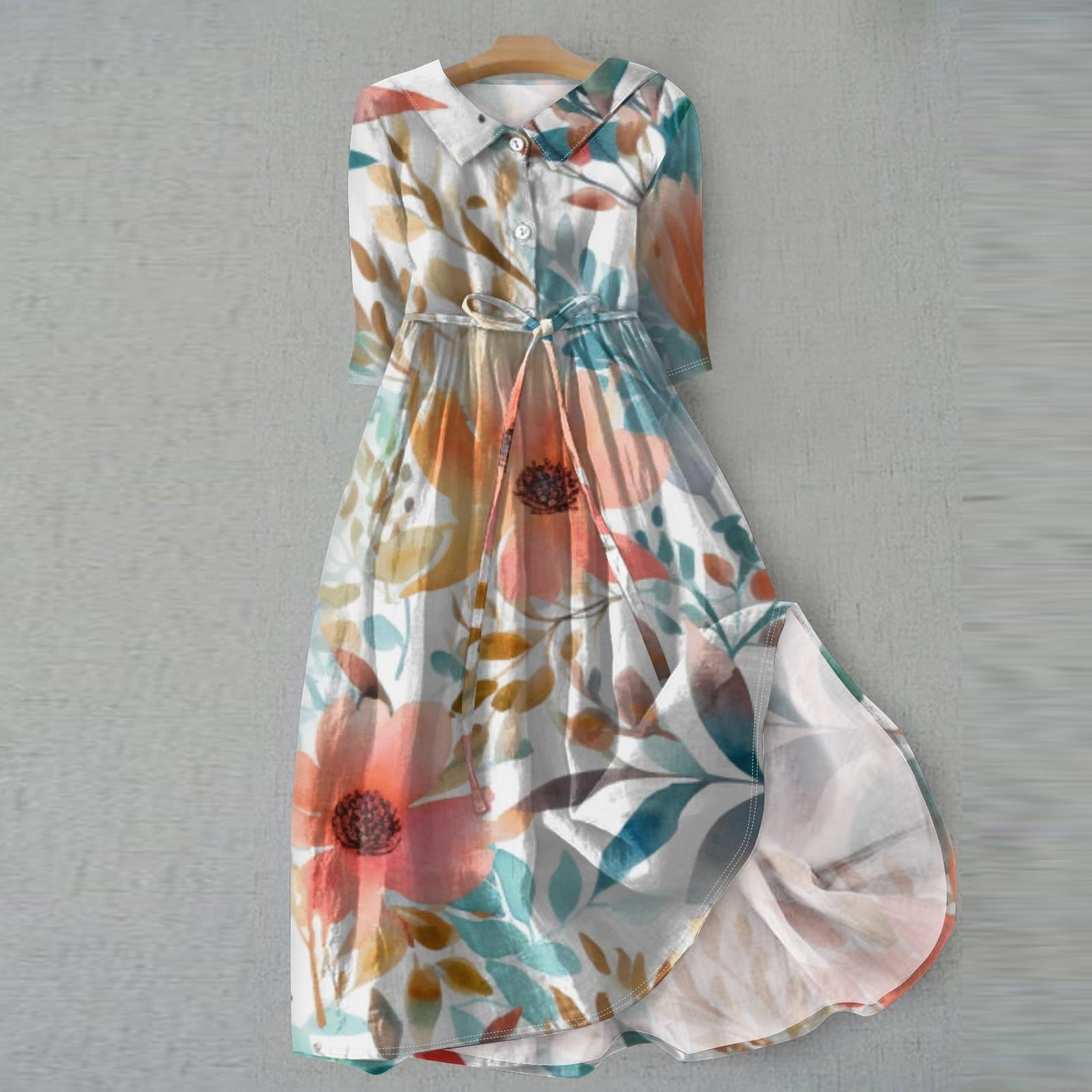 

Женское летнее повседневное модное платье с отворотом и пуговицами с рукавами три четверти и ремнем XXL шафрановый