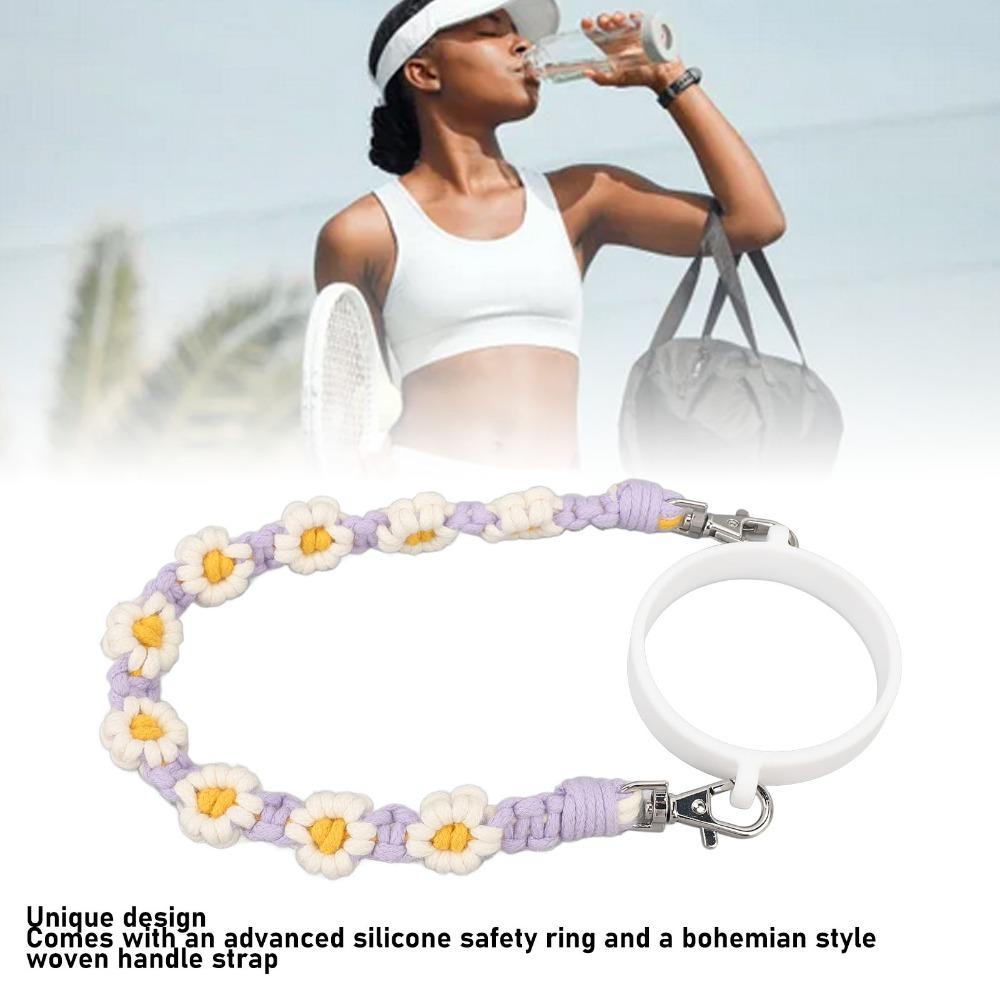 

Hand Woven Water Bottle Lanyard Portable Water Cup Rope Durable Handle Strap Handbags Purple