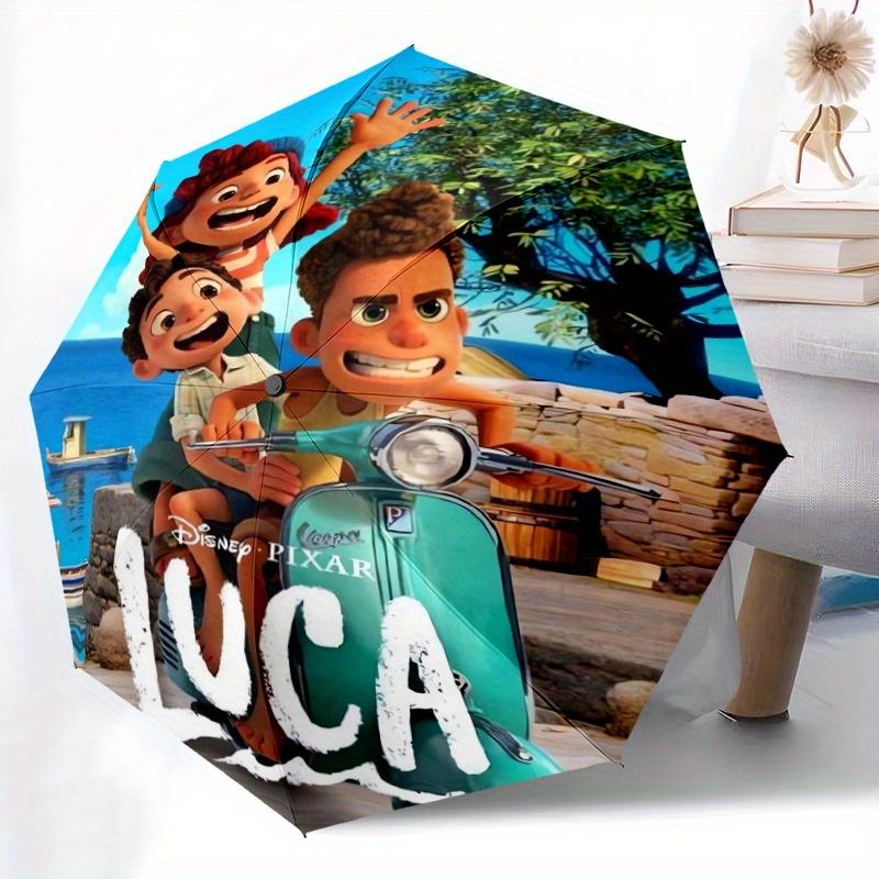 Disney Pixar Luca Automatic Folding Umbrella - 3 Folding Design, Vivid Cartoon Pattern, Suitable for Outdoor Activities, A Gift for Fans In