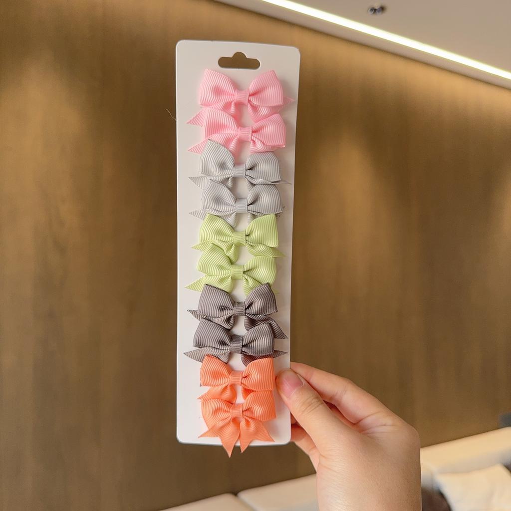 10Pcs/Set New Solid Color Ribbon Kids Bows Hair Clips for Baby Girls Handmade Bowknot Hairpin MiNi Barrettes Hair Accessories