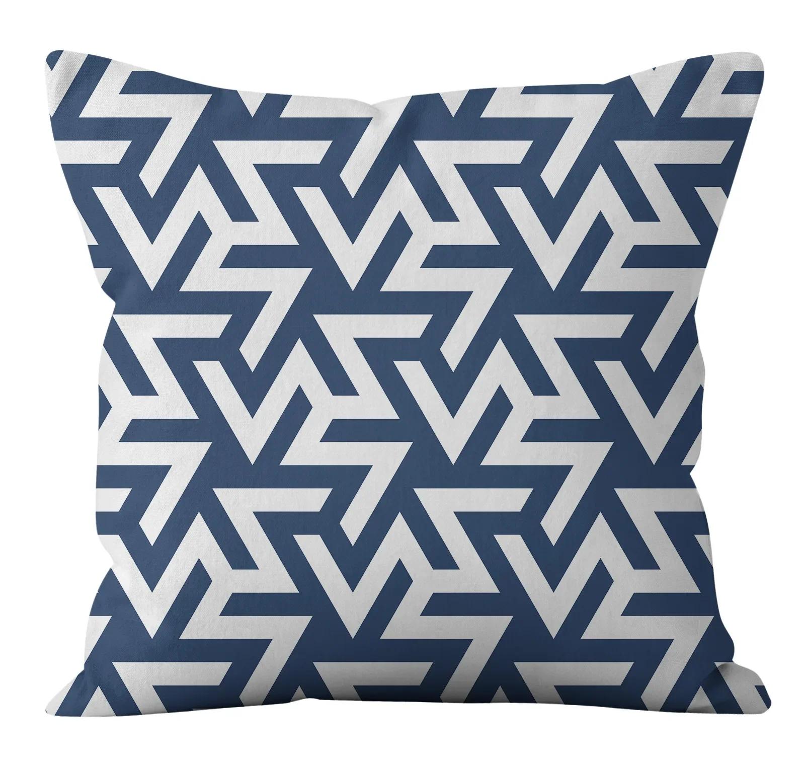 

New Navy Blue Geometric Linen Pillows Cover Modern Fashion Nordic Couch Simple Cushion Cover Livingroom Decor Throw Pillows CaseYMD-,(15) 66x66cm